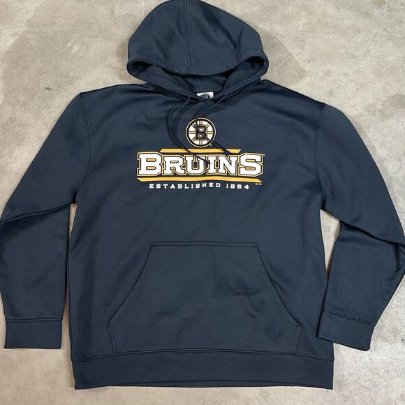 Boston Bruins NHL Logo Hockey Hoodie Sweatshirt Men's Large Gray EUC - Picture 1 of 8